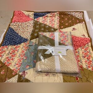 New Set Pottery Barn Vintage Breton Patchwork Quilted Euro Shams, 26”